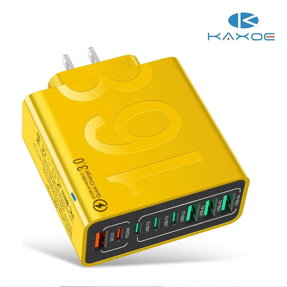 8-Port Fast Charging USB Hub with 4 USB-C and 4 USB-A Ports for Phones, Tablets, and More