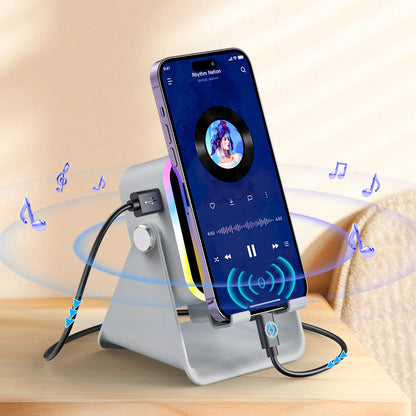 [Fathersdaygift] PUTARE Wireless Induction Audio Speaker Stand, 5In1 Cellphone Holder, 3500Mah Rechargeable Emergency Power Bank,360° Adjustable Mobile Tablet Stand with Colorful Ambient Light Gifts for Men Women Summerwins