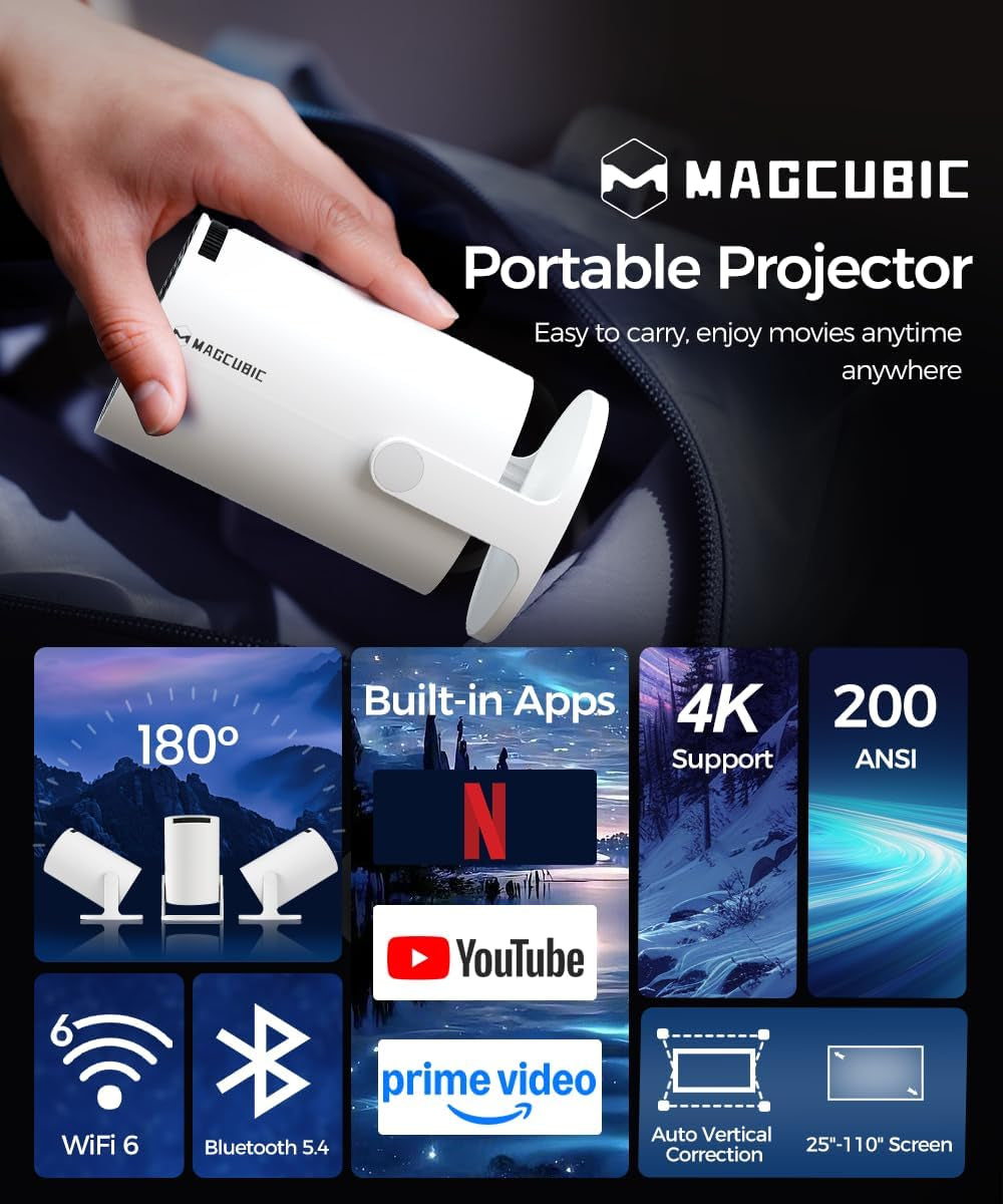Experience the Future of Home Entertainment with the HY300Pro Mini Projector - Smart, Portable, 4K Support, and Wireless Connectivity