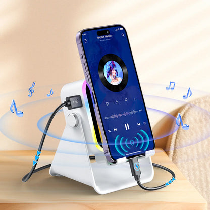 [Fathersdaygift] PUTARE Wireless Induction Audio Speaker Stand, 5In1 Cellphone Holder, 3500Mah Rechargeable Emergency Power Bank,360° Adjustable Mobile Tablet Stand with Colorful Ambient Light Gifts for Men Women Summerwins