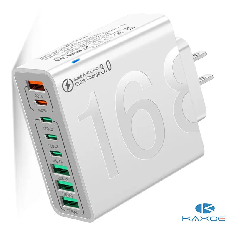 8-Port Fast Charging USB Hub with 4 USB-C and 4 USB-A Ports for Phones, Tablets, and More