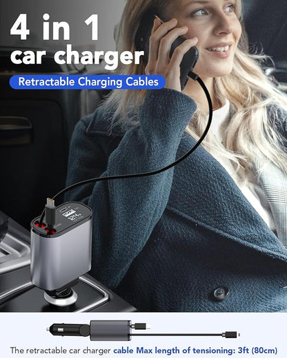 DriveCharge Pro | Cargador Retráctil para Auto 66W