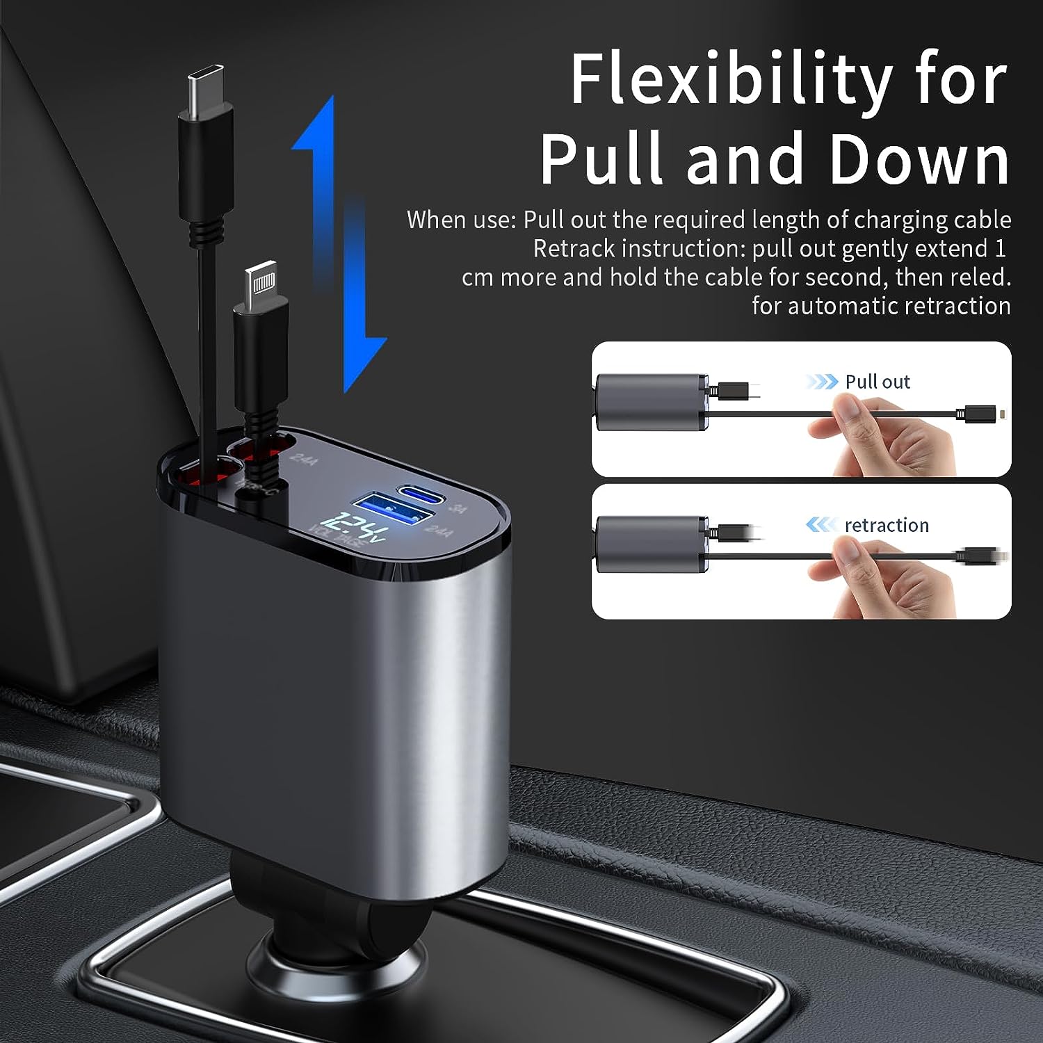 DriveCharge Pro | Cargador Retráctil para Auto 66W