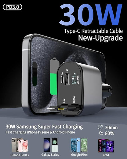 DriveCharge Pro | Cargador Retráctil para Auto 66W