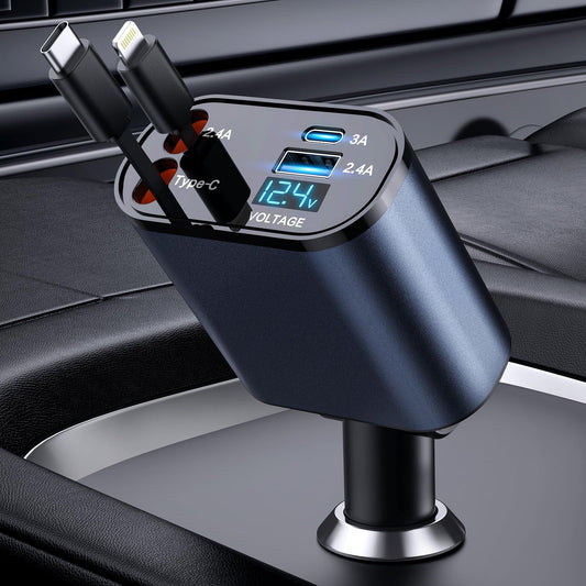 DriveCharge Pro | Cargador Retráctil para Auto 66W