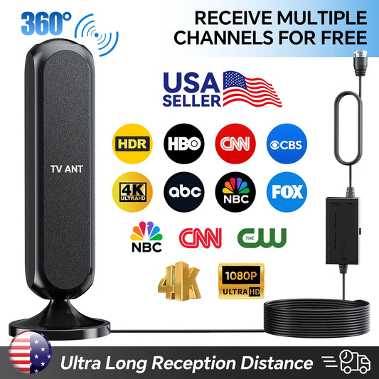 HIDB TV Antenna Digital for Smart TV HD Antena Indoor 4K 360° Signal Amplified Indoor TV Antenna for Easy Long Range Reception Installation No Monthly Bill Ultra Long Reception Distance TV Antenna for Local Channels ,Deals for You Days，Summerwins,Father'S