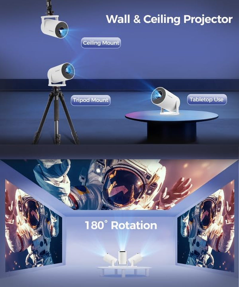 Experience the Future of Home Entertainment with the HY300Pro Mini Projector - Smart, Portable, 4K Support, and Wireless Connectivity